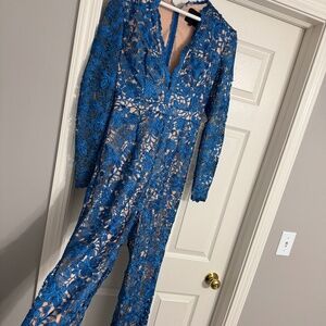 Maslavi size 4 blue lace jumpsuit